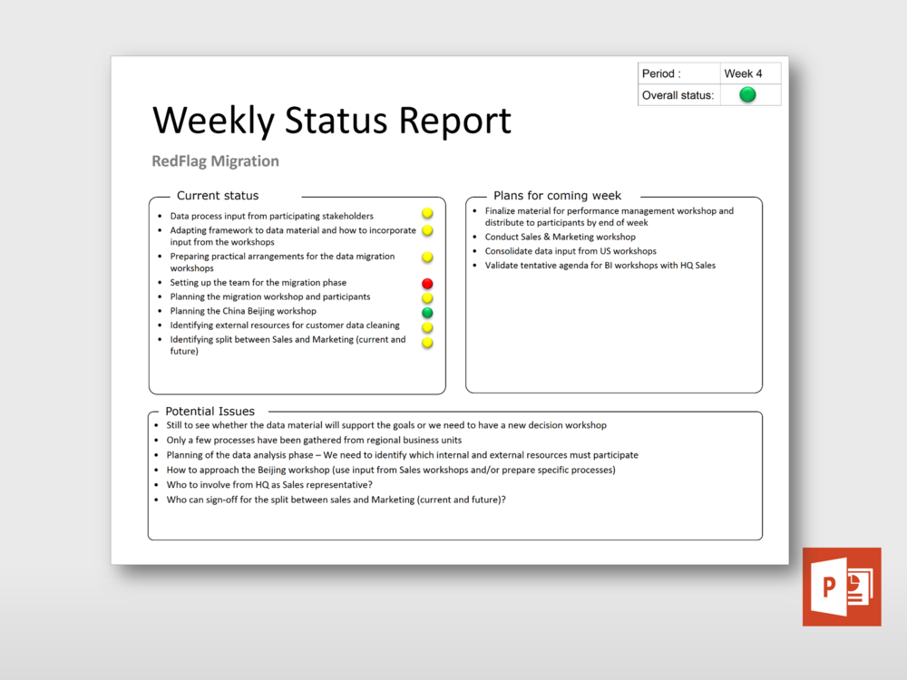 Simple Project Status Report Template