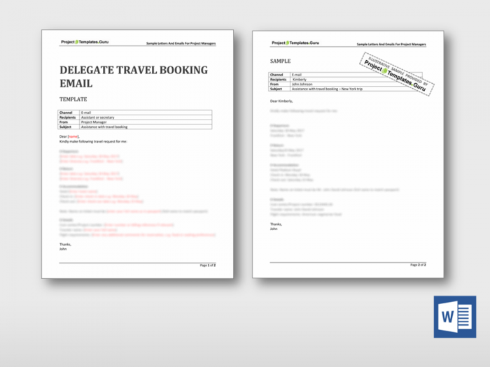 Delegate Travel Booking Email 1