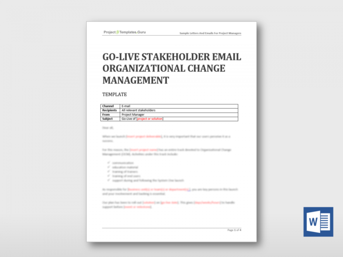 GoLive Stakeholder Email Organizational Change Management