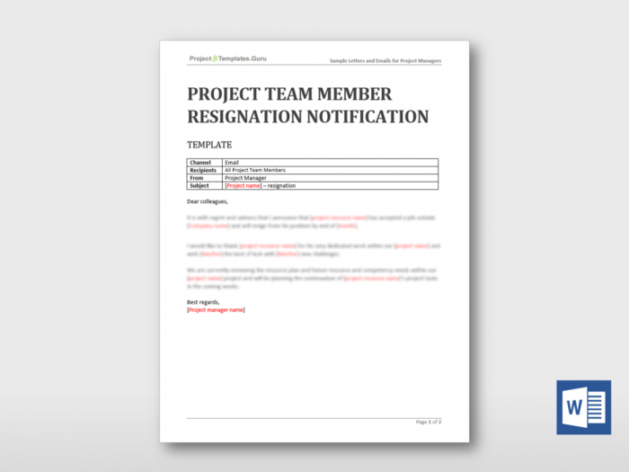 Project Team Member Resignation Notification 3
