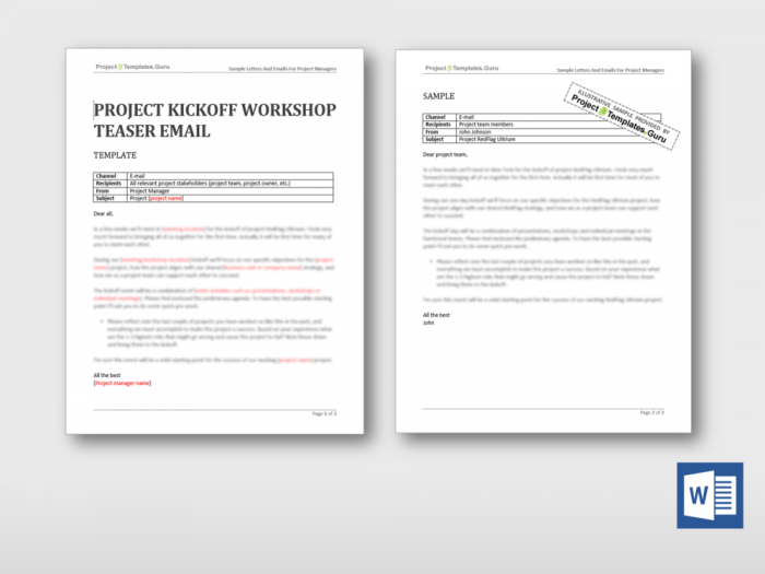 Project Kickoff Workshop Teaser Email 1