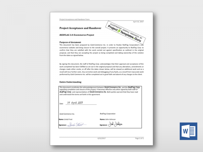 Formal Project Acceptance Form 3