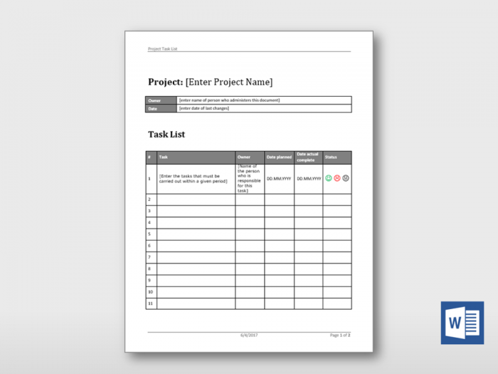 Simple Project Task List 3