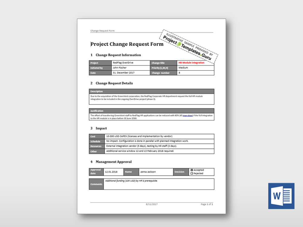 change project request form example management Change Simple Form Request
