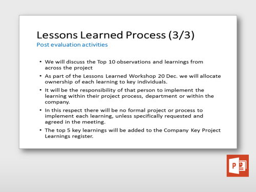 Project Lessons Learned Process