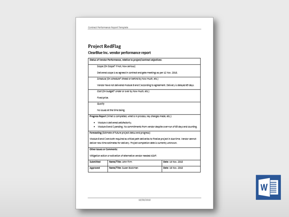 Contract Performance Report Template