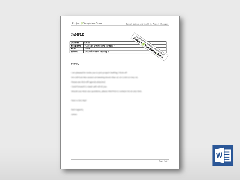 Formal Kick Off Meeting Email Invitation